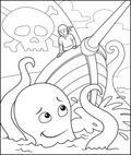Pirate Ship and Giant Sea Creature