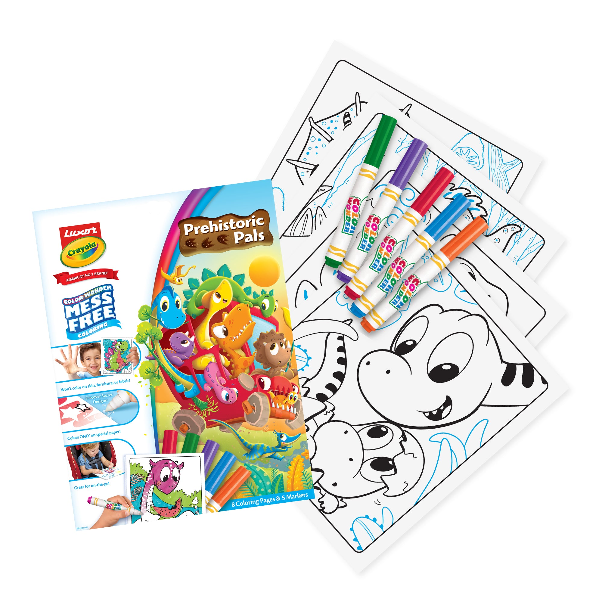 Color Wonder Mess Free Prehistoric Pals Dinosaur Coloring Pages & Markers