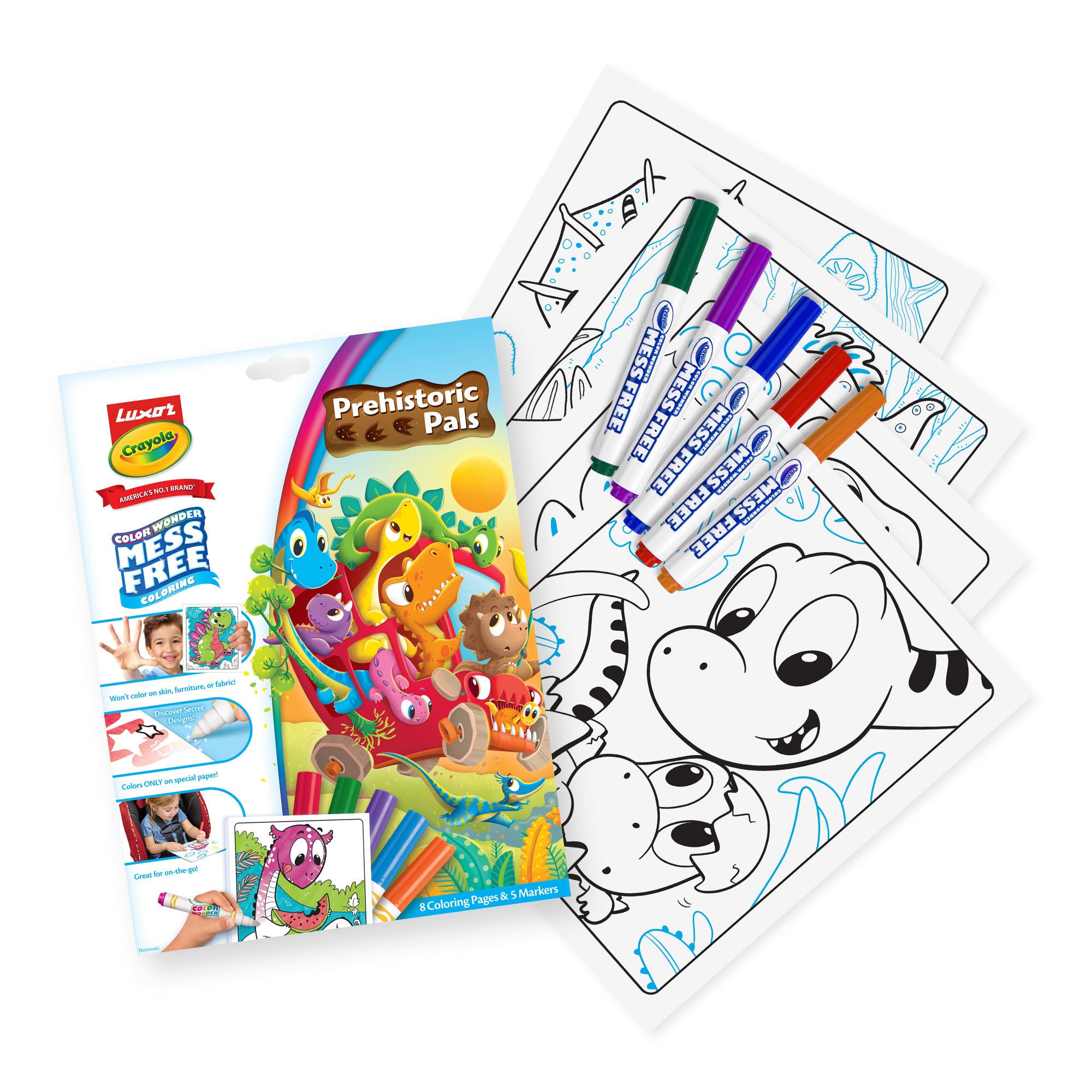 Color Wonder Mess Free Prehistoric Pals Dinosaur Coloring Pages & Markers