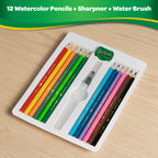 Water Colour Pencils 12 shades  + Water Brush + Papers