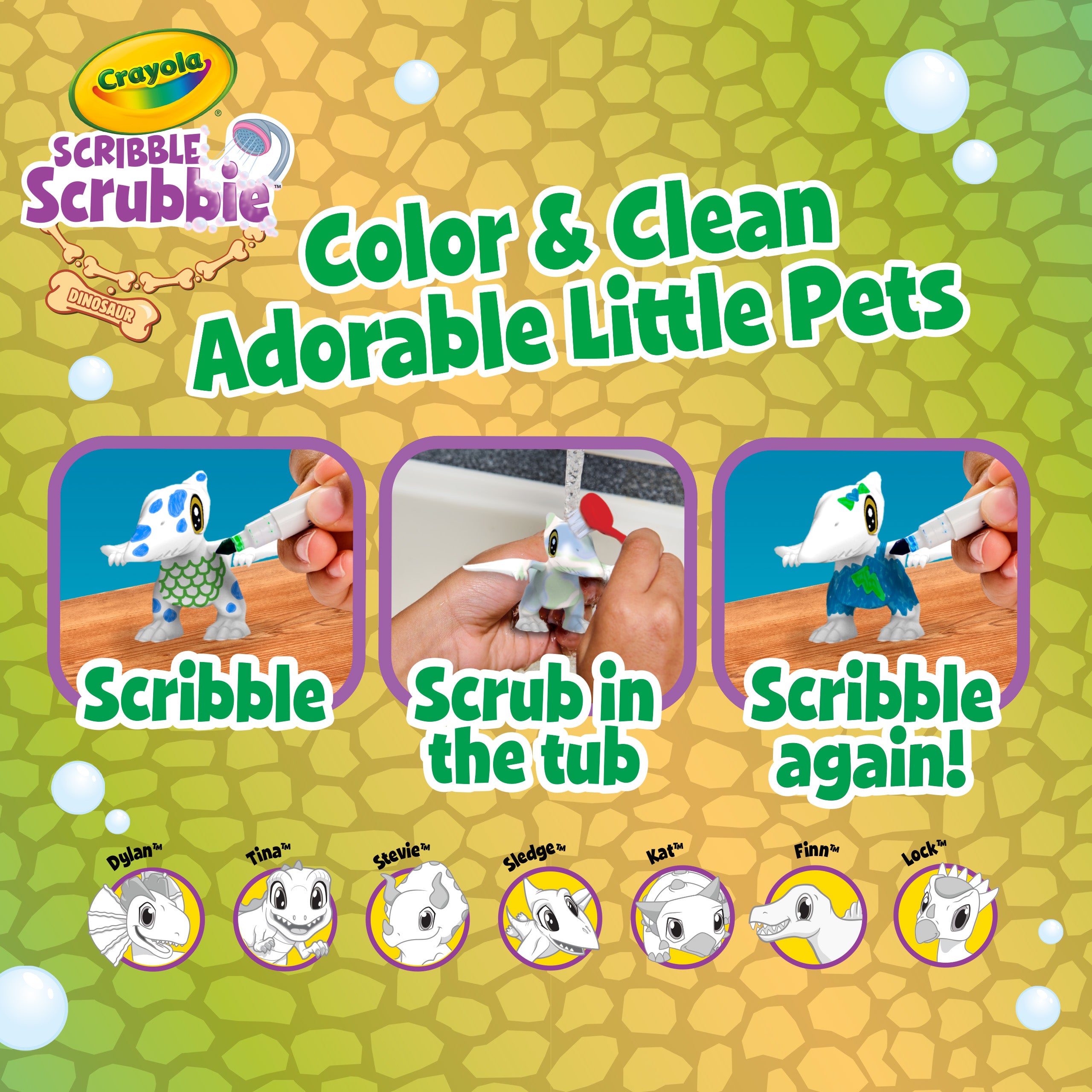 Scribble Scrubbie Pets Dinosaurs, 2 Count (T-Rex & Triceratops)