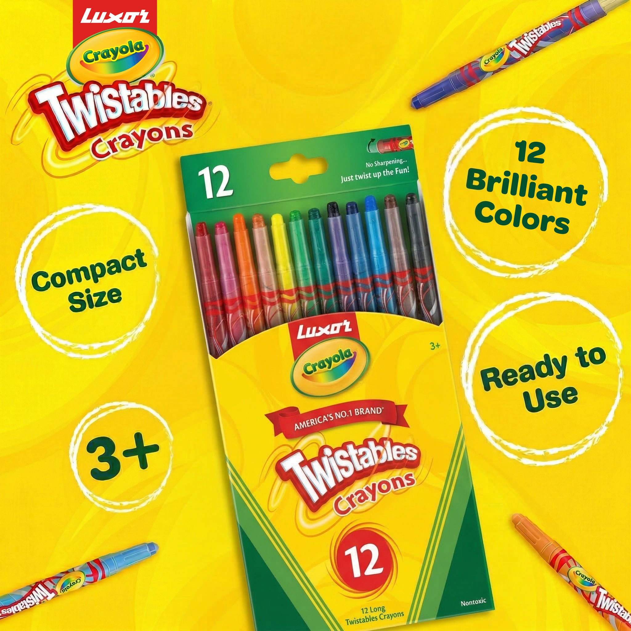 Twistable Long Crayons 12 Shades