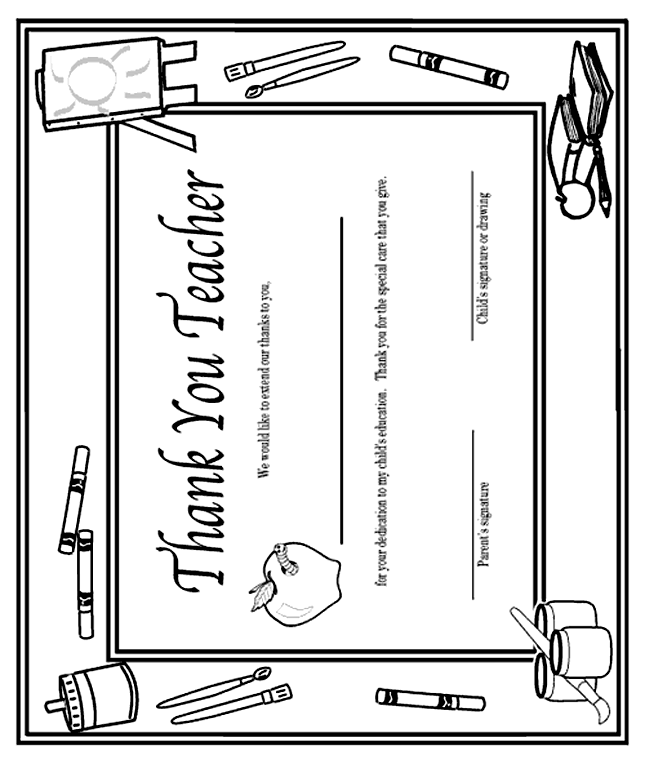 Thank You, Teacher' Certificate
