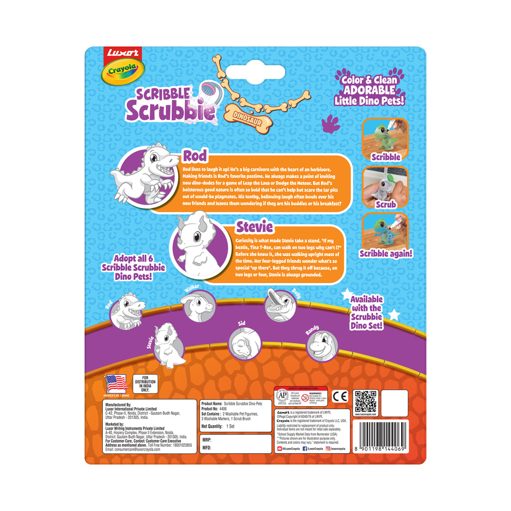 Scribble Scrubbie Pets Dinosaurs, 2 Count (T-Rex & Triceratops)