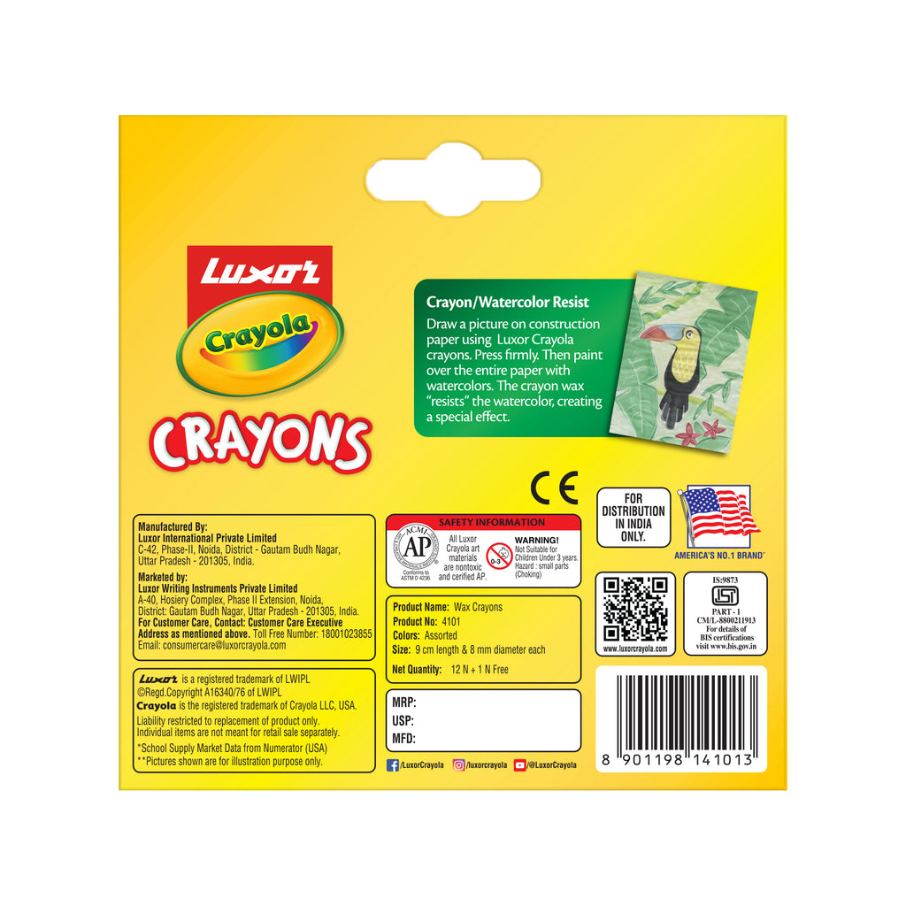 Wax Crayons Extra Long 13 Shades