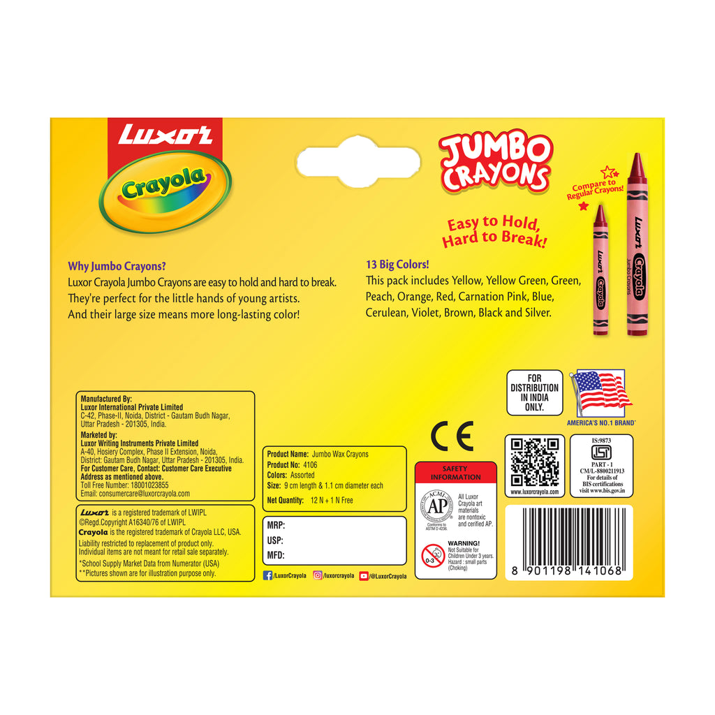 Jumbo Wax Crayons 13 Shades