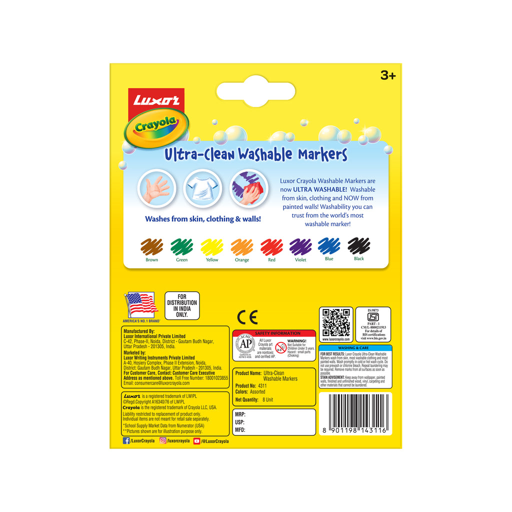 Ultra-Clean Washable Markers 8 Shades