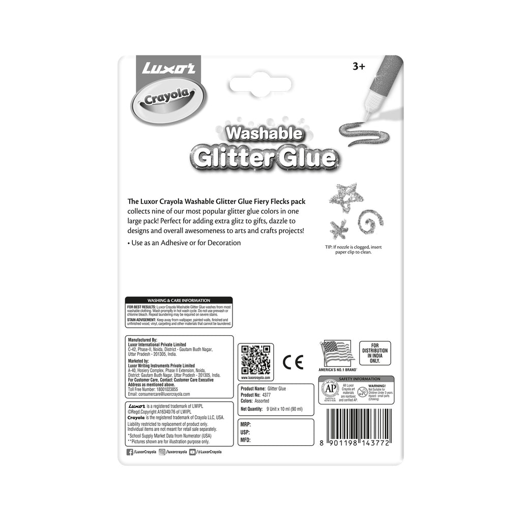 Glitter Glue, set of 9 (10 ml)
