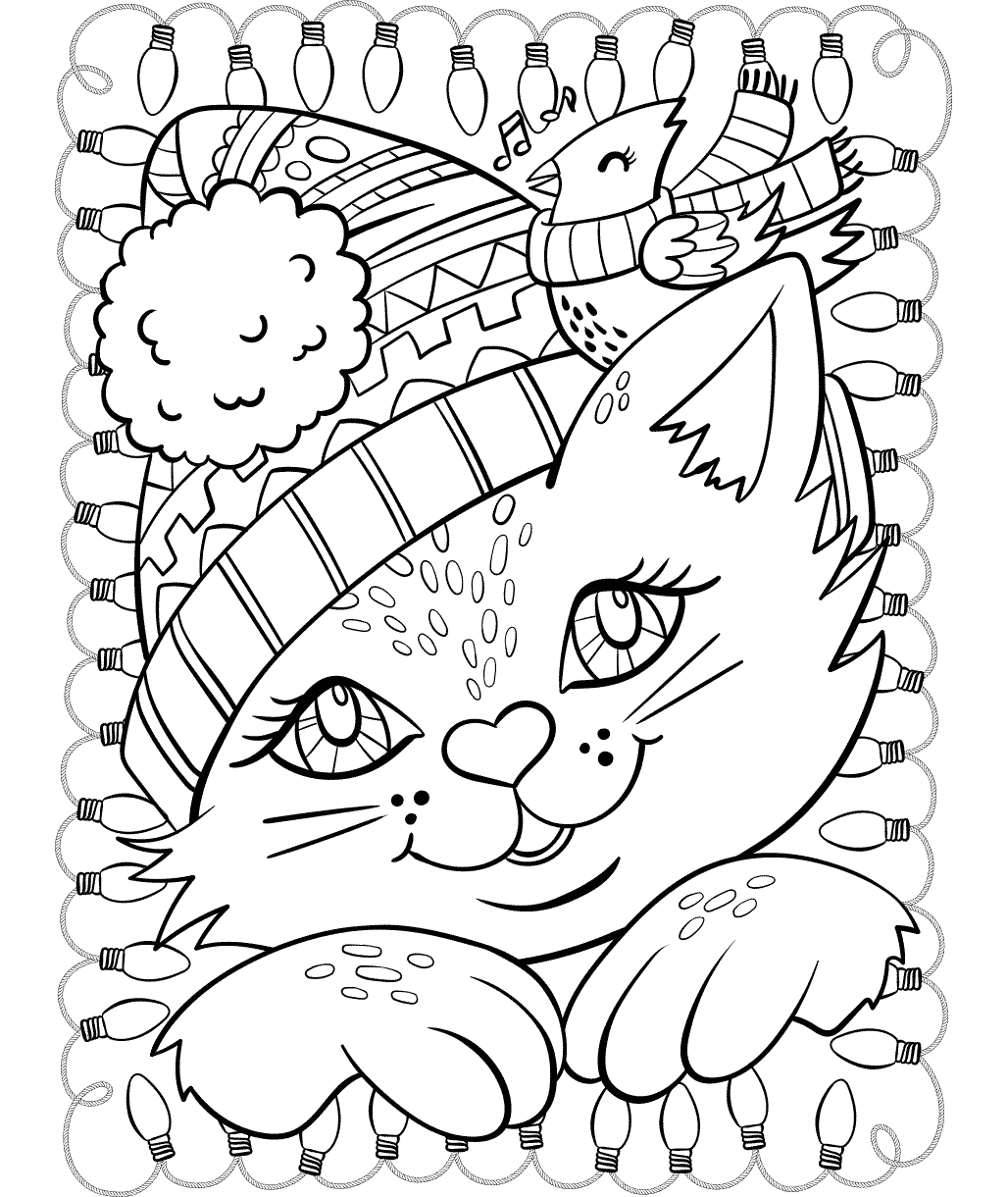 Christmas Cat and Cardinal