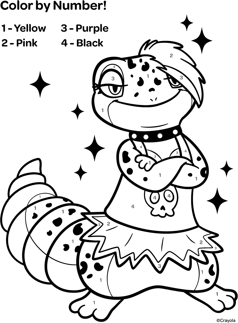 Color by Number Punk Lizard