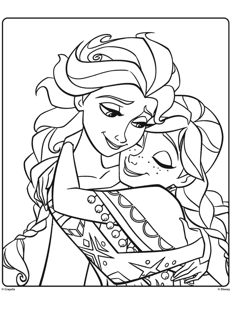 Anna and Elsa from Disney Frozen 1 Hugging