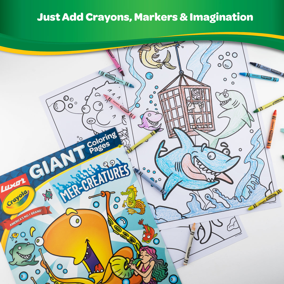 Giant Coloring Pages, Mer-Creatures, 12 pages