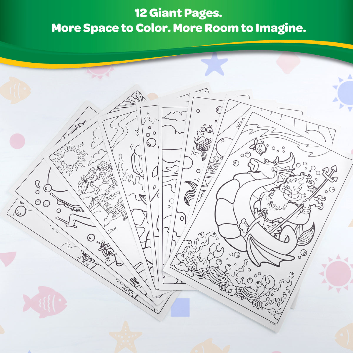 Giant Coloring Pages, Mer-Creatures, 12 pages