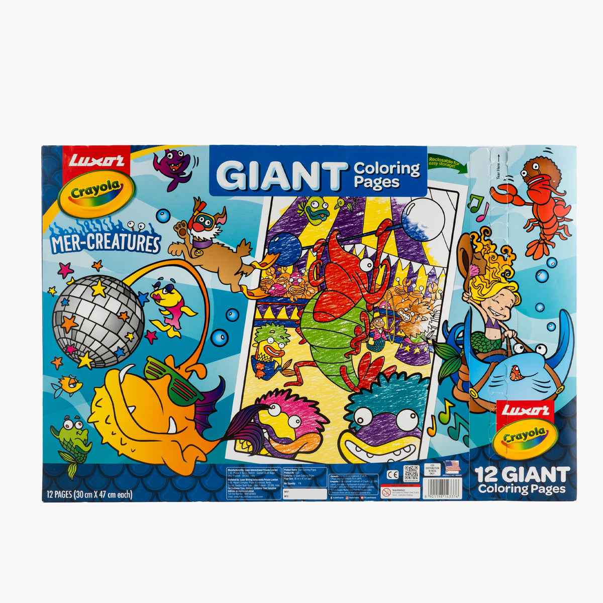 Giant Coloring Pages, Mer-Creatures, 12 pages