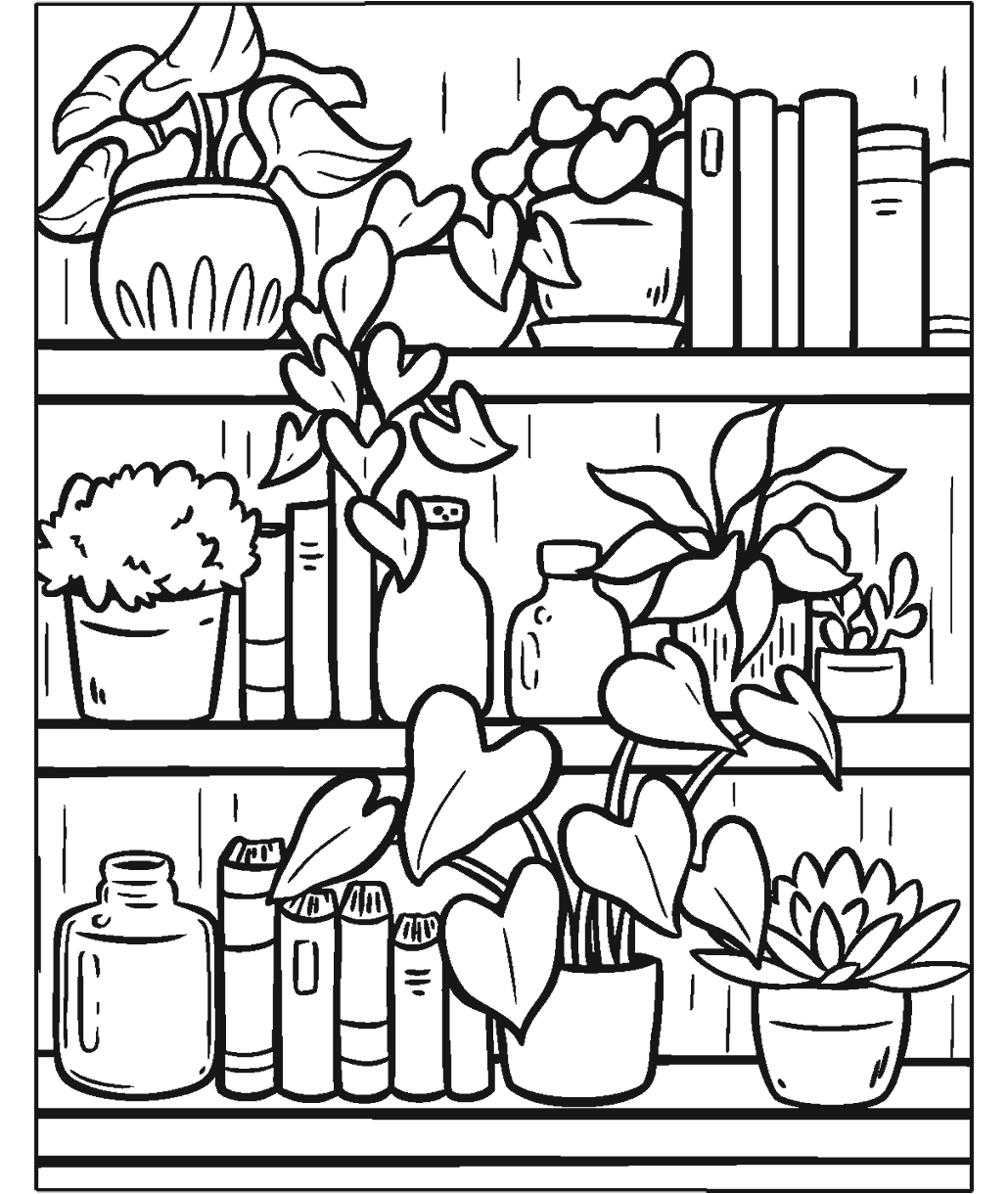 Bookshelf with Plants