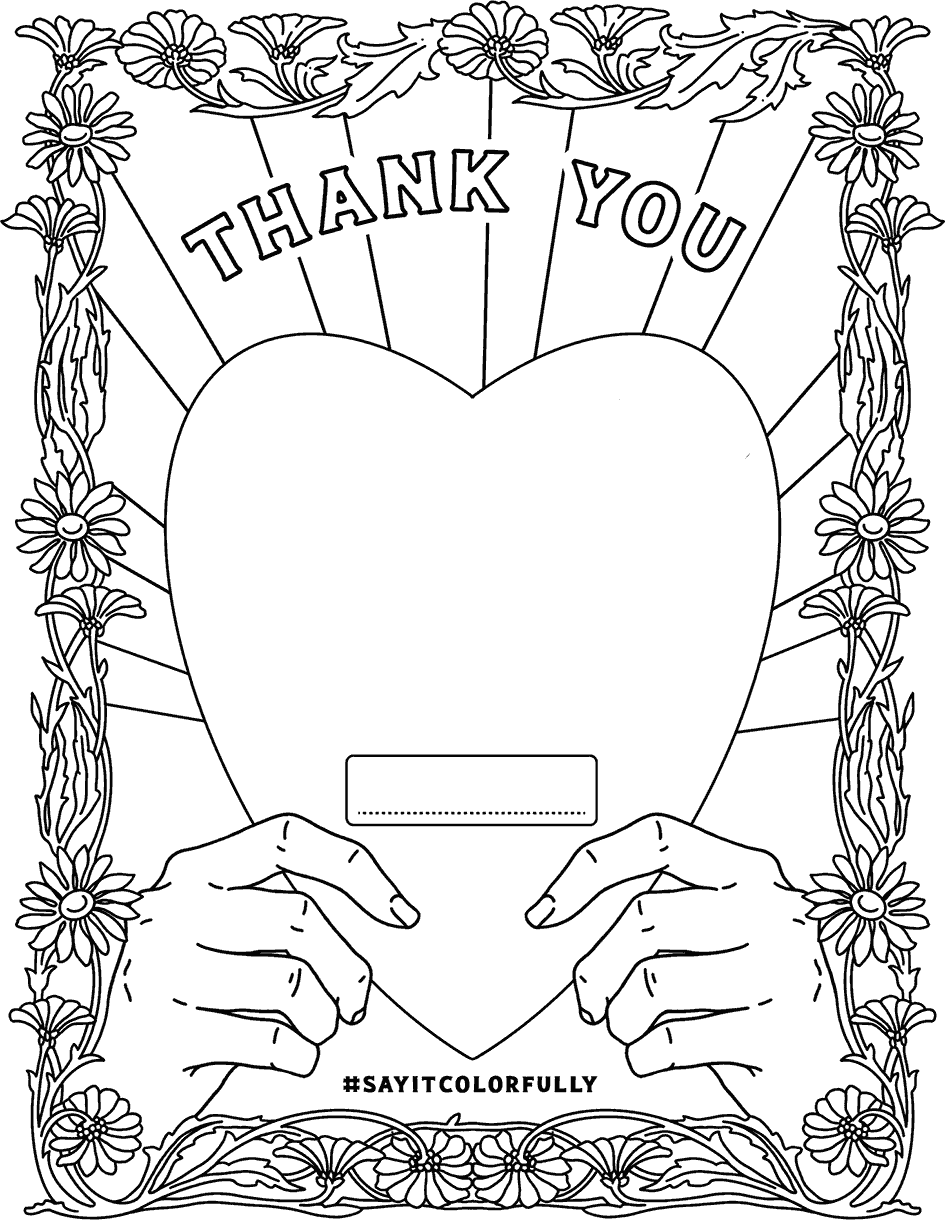 Say It Colorfully Heart Thank You Note