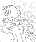 Superhero Battling A Giant Robot