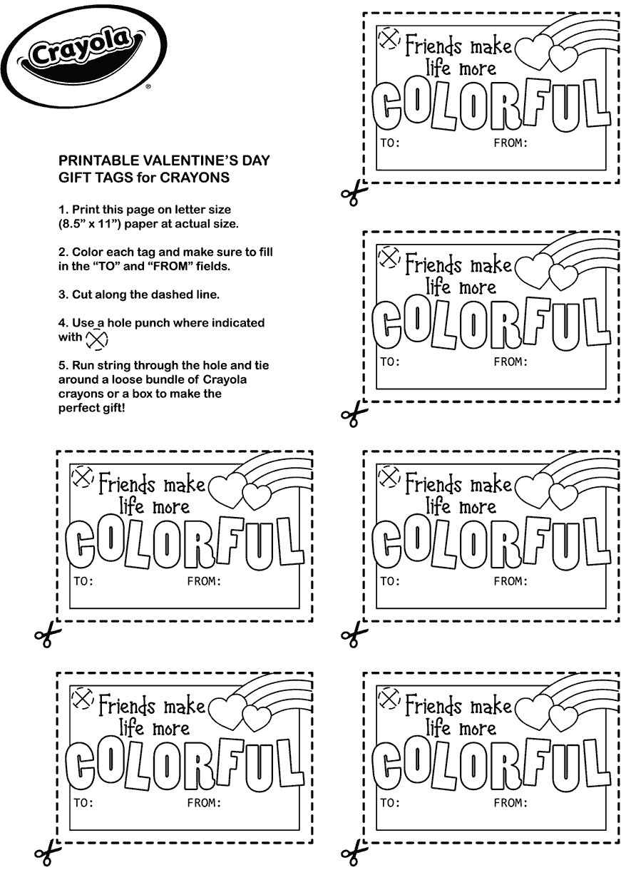 Valentine Printable Tags for Crayons